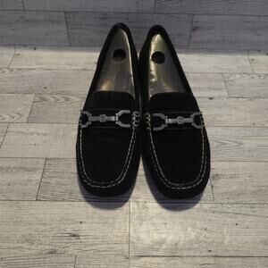 Etienne Aigner Patricia Black Suede Horsebit Loafers Womens 6M‎